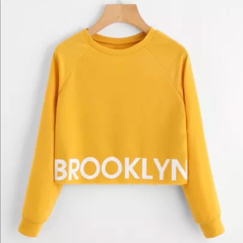 Letter Print Raglan Sleeve Crop Pullover